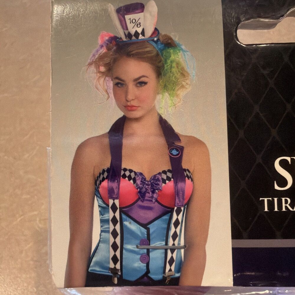 Mad Hatter Alice In Wonderland Suspenders Costume Accessories Halloween Adult